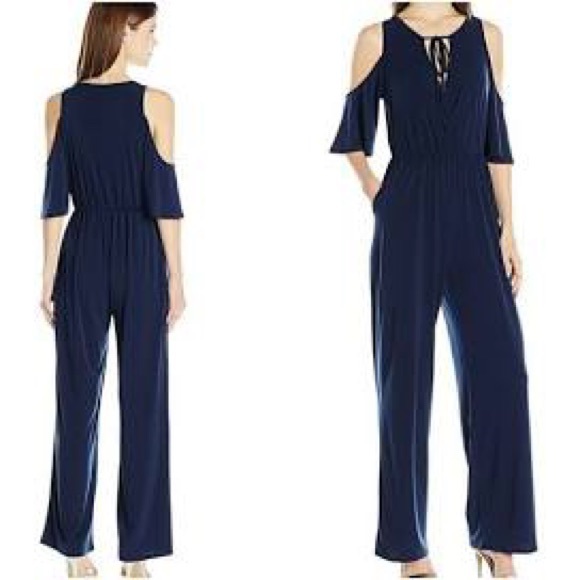 BCBG Pants & Jumpsuits Nwt Bcbg Navy Blue Pant Jumpsuit Open